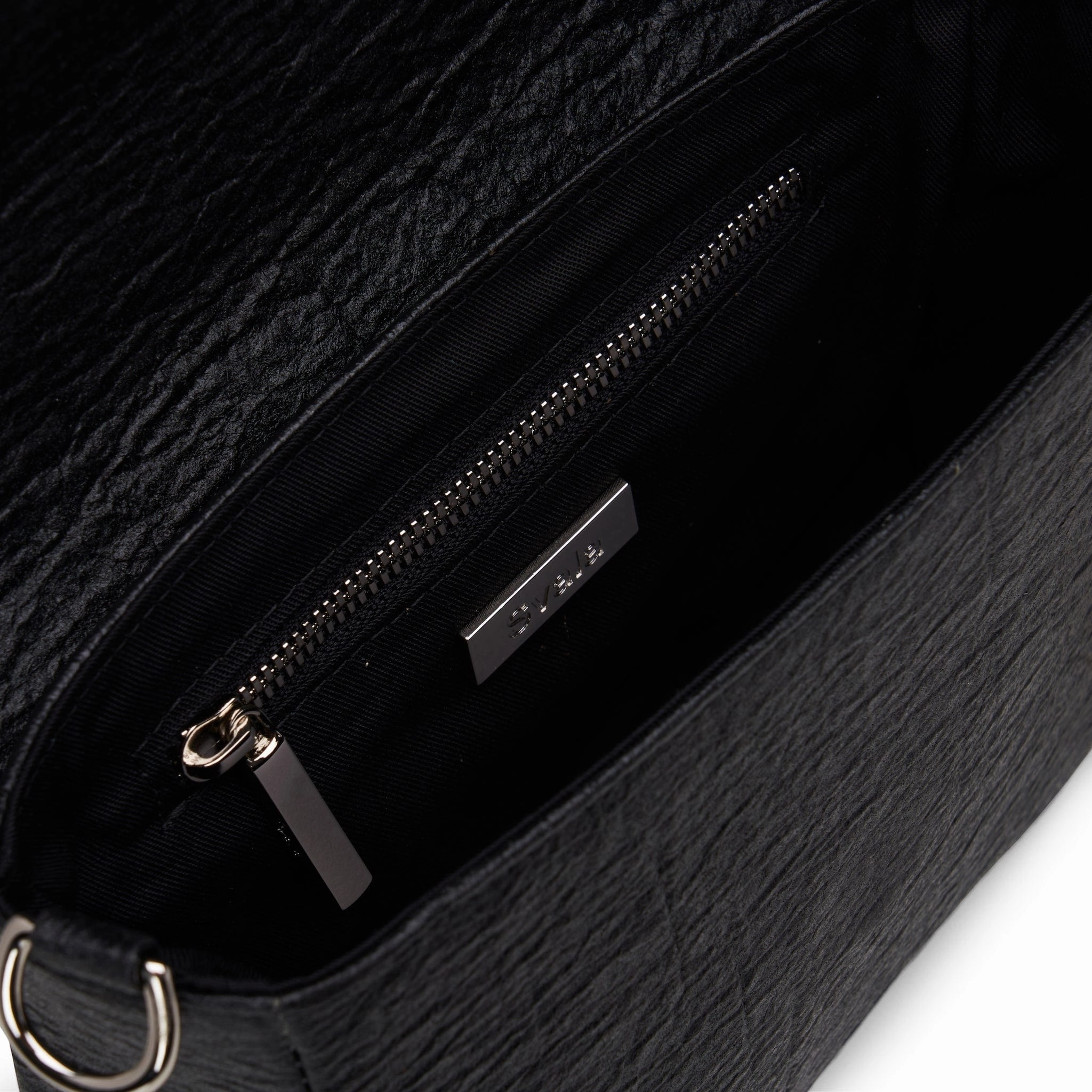 Tashi Pinatex Vegan Leather Shoulder & Crossbody Bag | Metallic Black