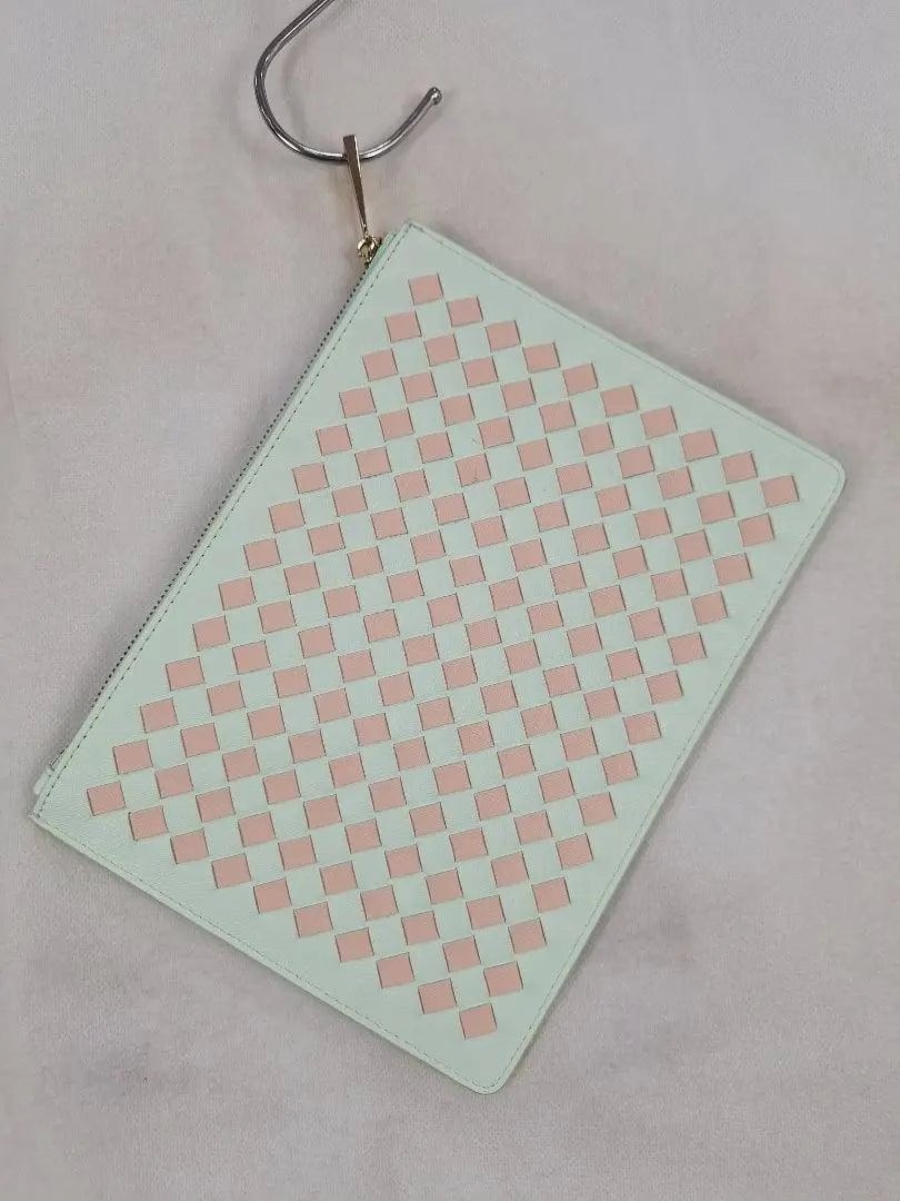 tde. Mint Woven Faux Leather Clutch Size None