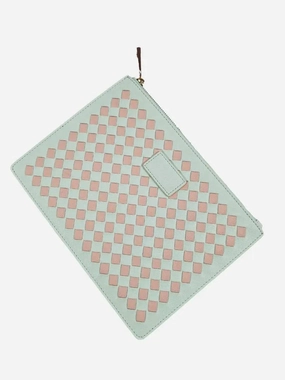 tde. Mint Woven Faux Leather Clutch Size None