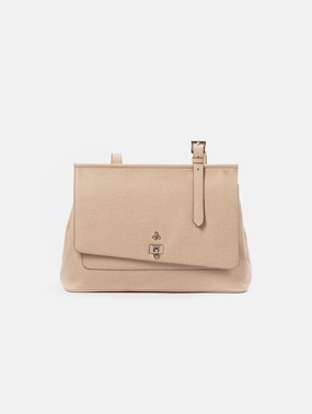 Tecla Corn Leather Vegan Handbag | Beige