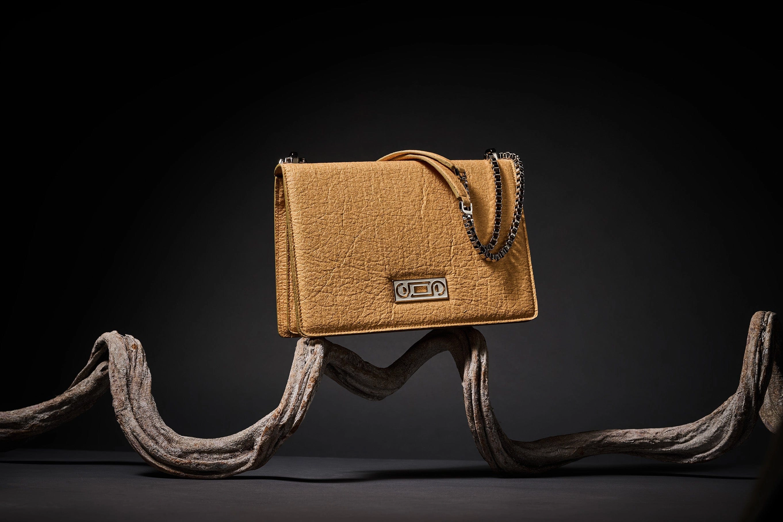 The Cristiana Pinatex Vegan Shoulder Bag | Antique Gold