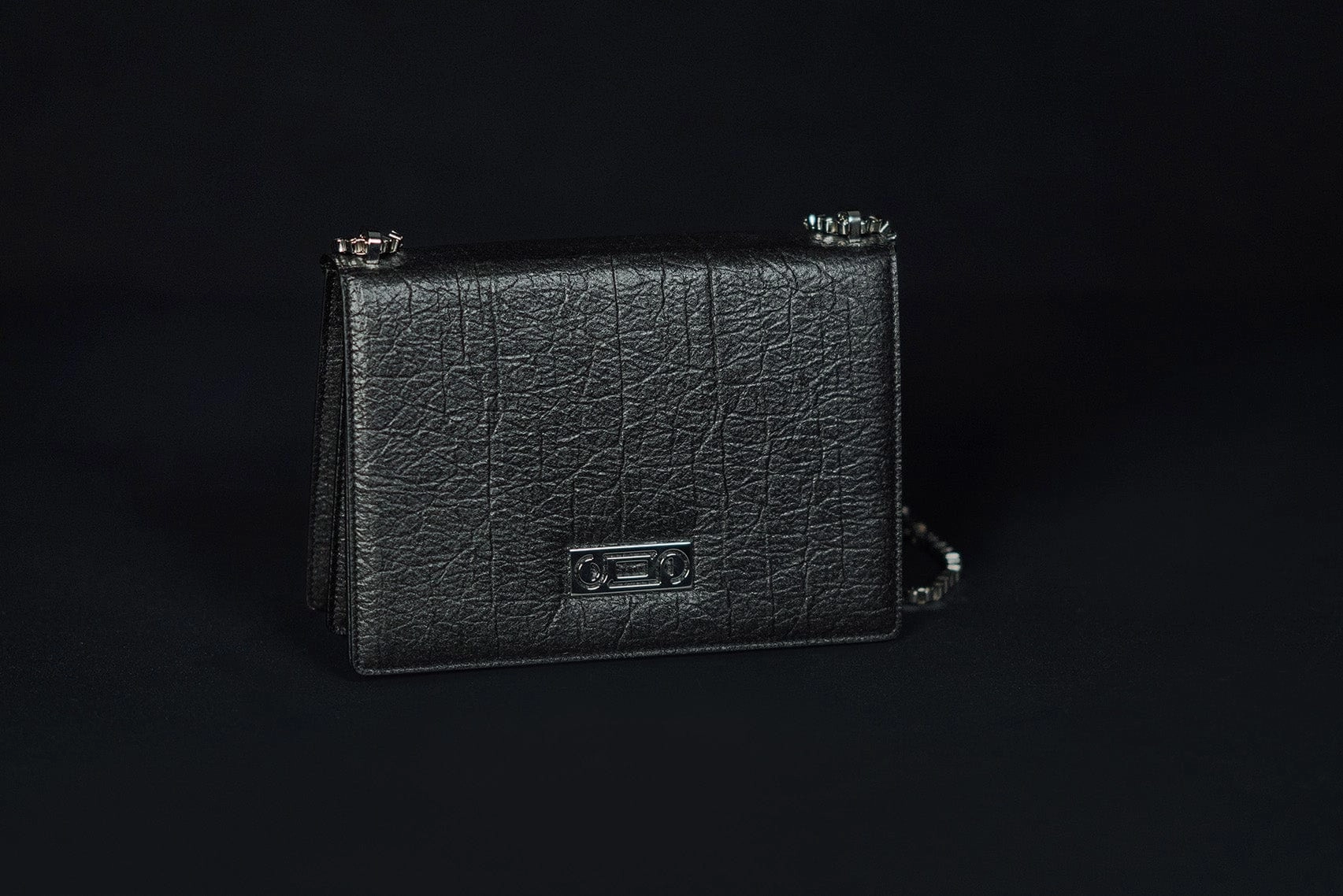 The Cristiana Pinatex Vegan Shoulder Bag | Black Metallic
