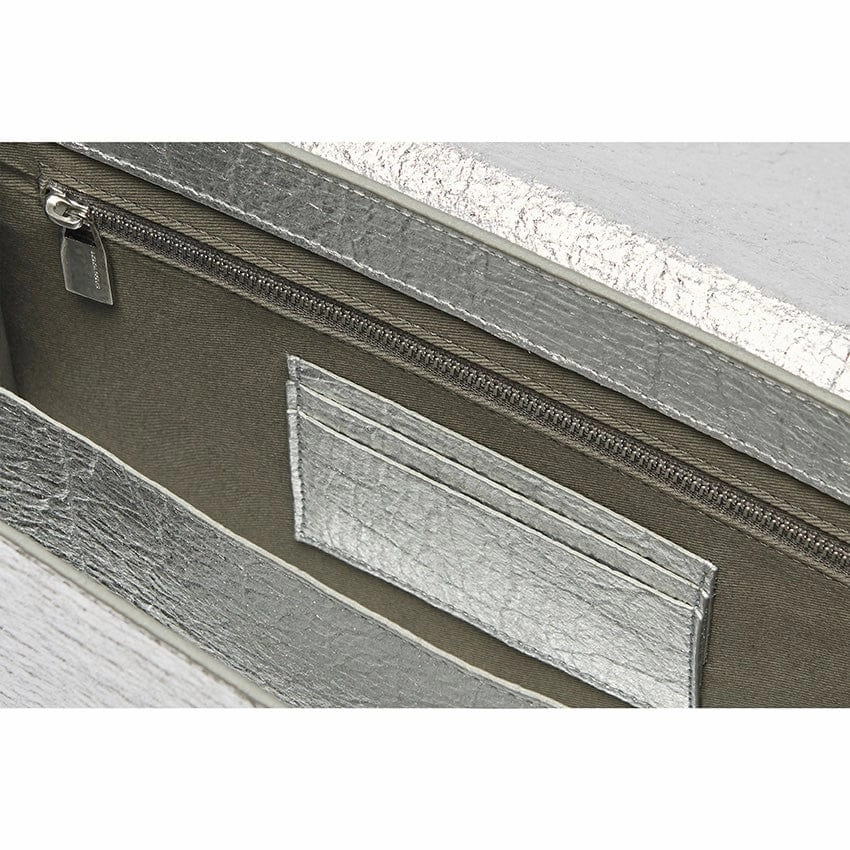 The Cristiana Pinatex Vegan Shoulder Bag | Silver Metallic