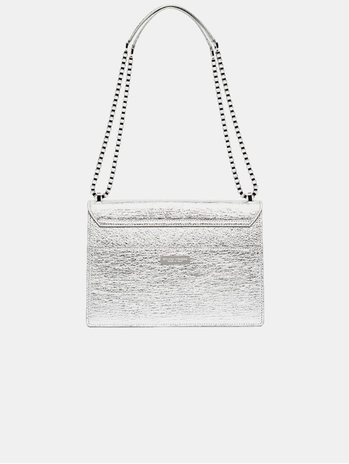The Cristiana Pinatex Vegan Shoulder Bag | Silver Metallic