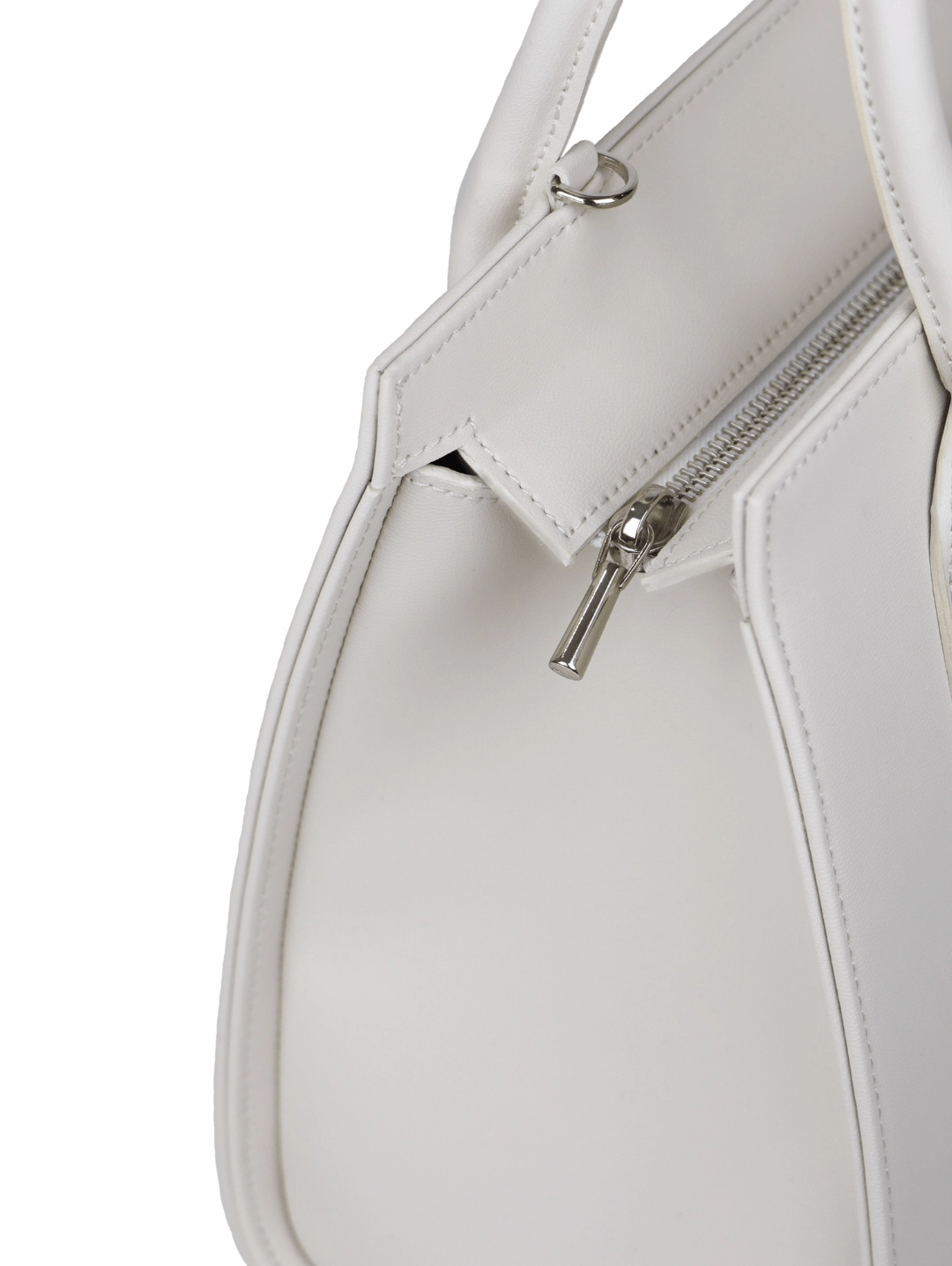 The L Vegan Grape Leather Shoulder Strap Tote Bag | Cream