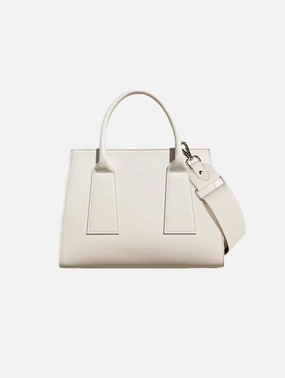 The L Vegan Grape Leather Shoulder Strap Tote Bag | Cream