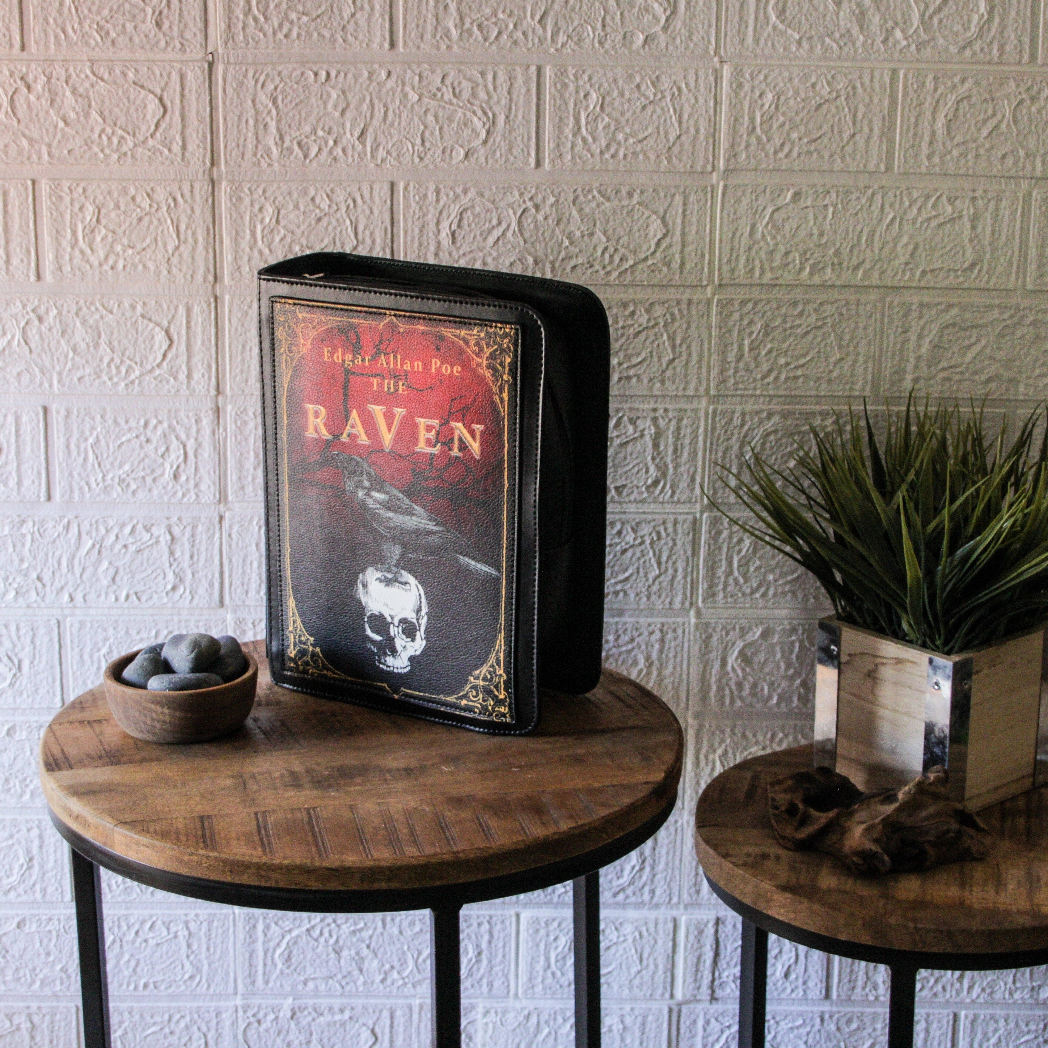 The Raven Vinyl Book Backpack Purse Adjustable Strap Crossbody Bag