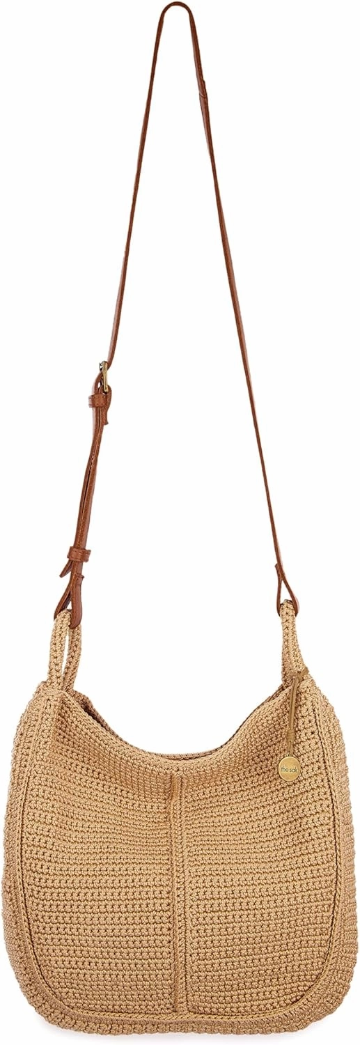 The Sak Los Feliz Crossbody Purse - Hand Crochet Women's Handbag for Everyday & Travel - Cross Body Bag With Zipper Pockets & Adjustable Shoulder Bag Strap - Bamboo