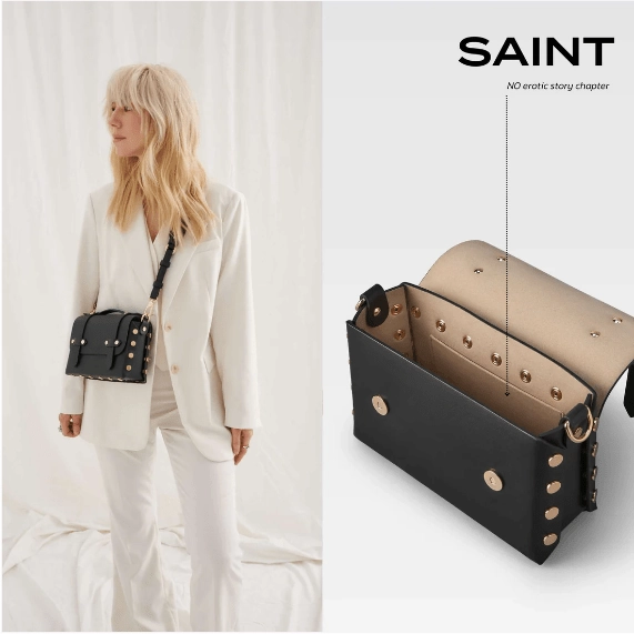 The WEEK/END Cactus Leather Vegan Studded Crossbody Bag | Black