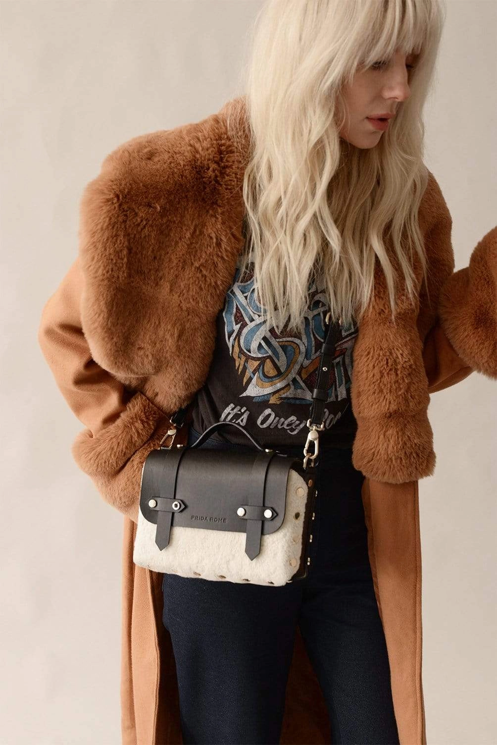 The WEEK/END Crossbody Add-On | Vegan Shearling Panel