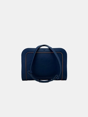 The Wilton Vegan Leather Crossbody Bag | Navy & Orange