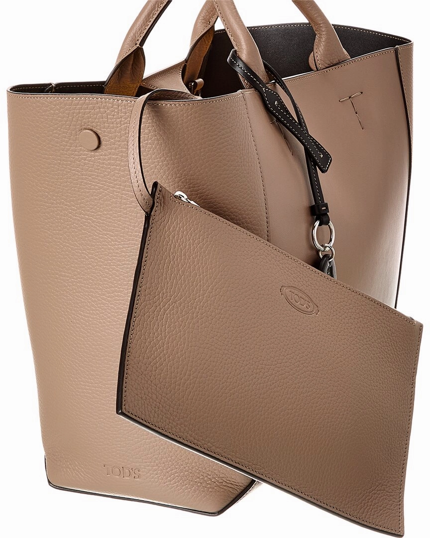 TODs Logo Double Up Medium Leather Tote