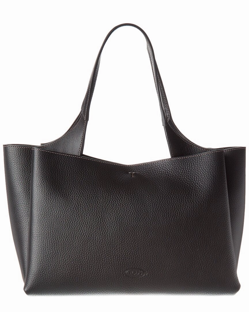 TODs Logo Medium Leather Tote
