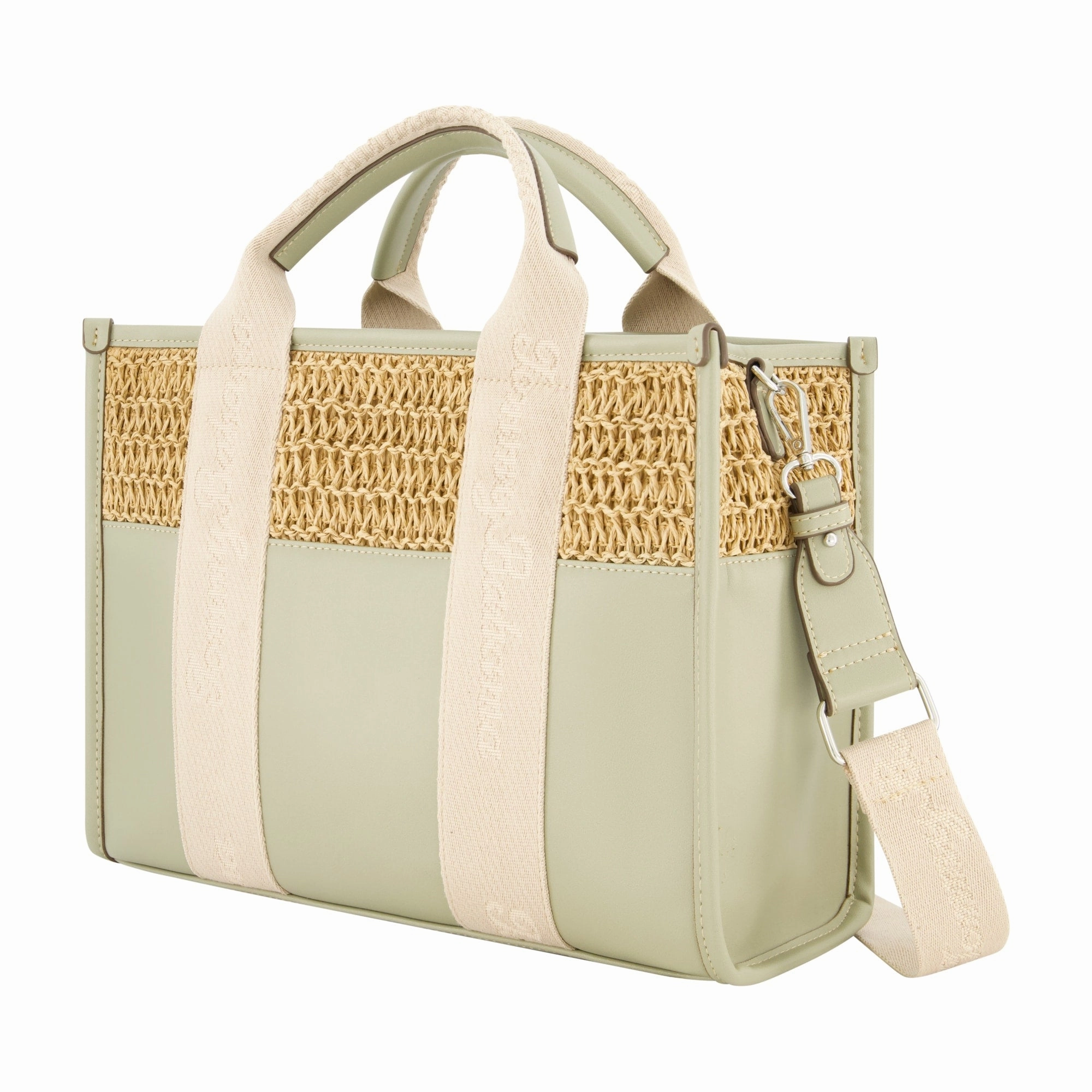 Tommy Bahama Raffia/PU Logo Webbing Modern Tote