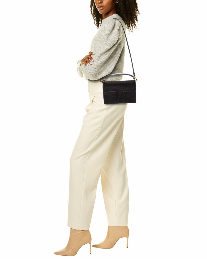 TOTEME T Flap Mini Haircalf & Leather Shoulder Bag