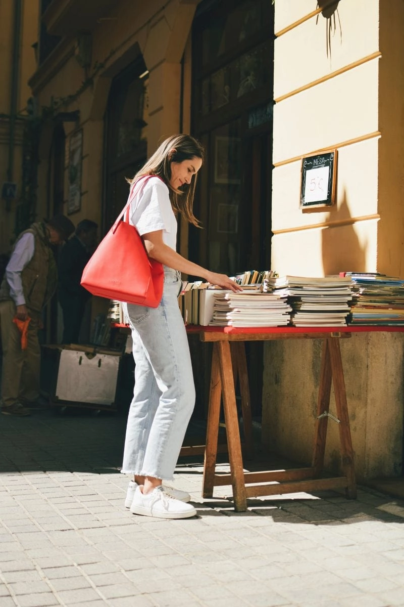 Totissimo Foldable Vegan Leather Tote Bag | Cherry
