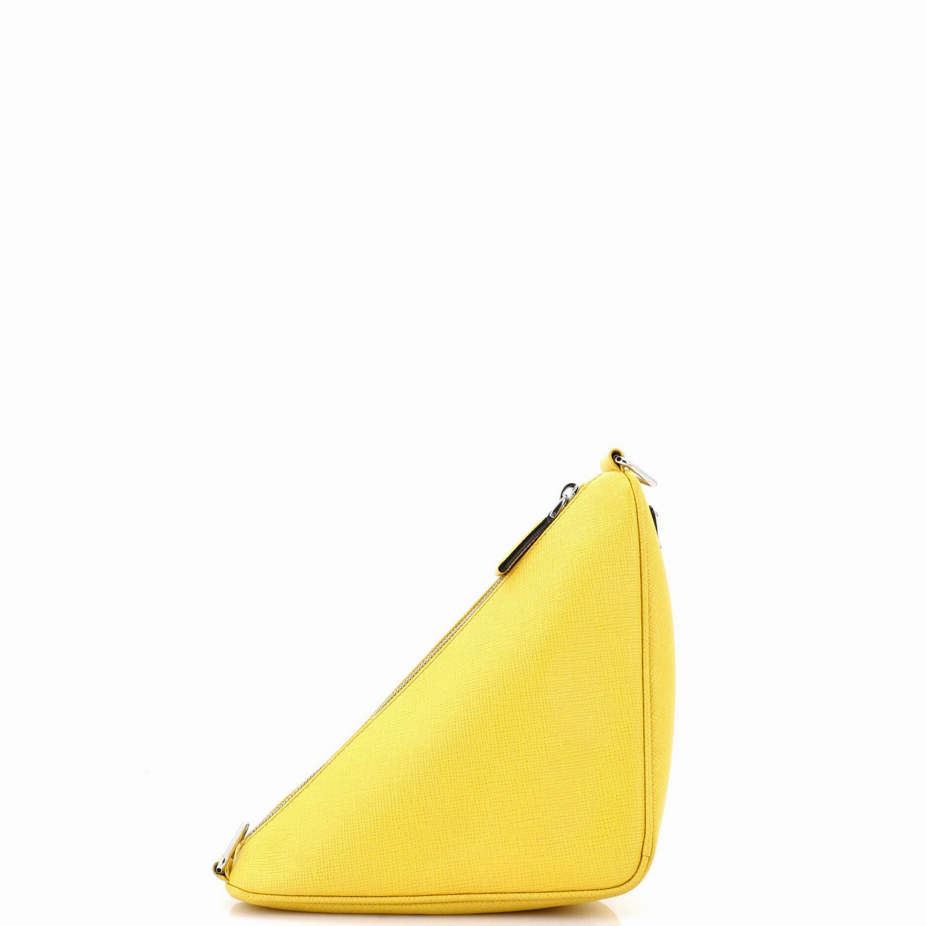 Triangle Logo Zip Crossbody Bag Saffiano Leather Small