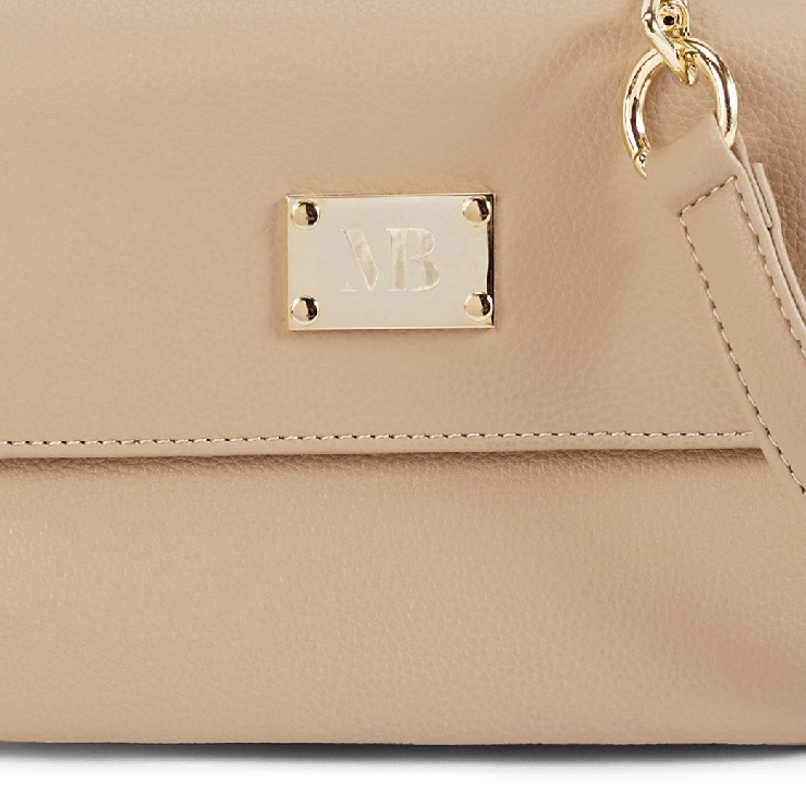Trudy Vegan Leather Crossbody Clutch Bag | Beige
