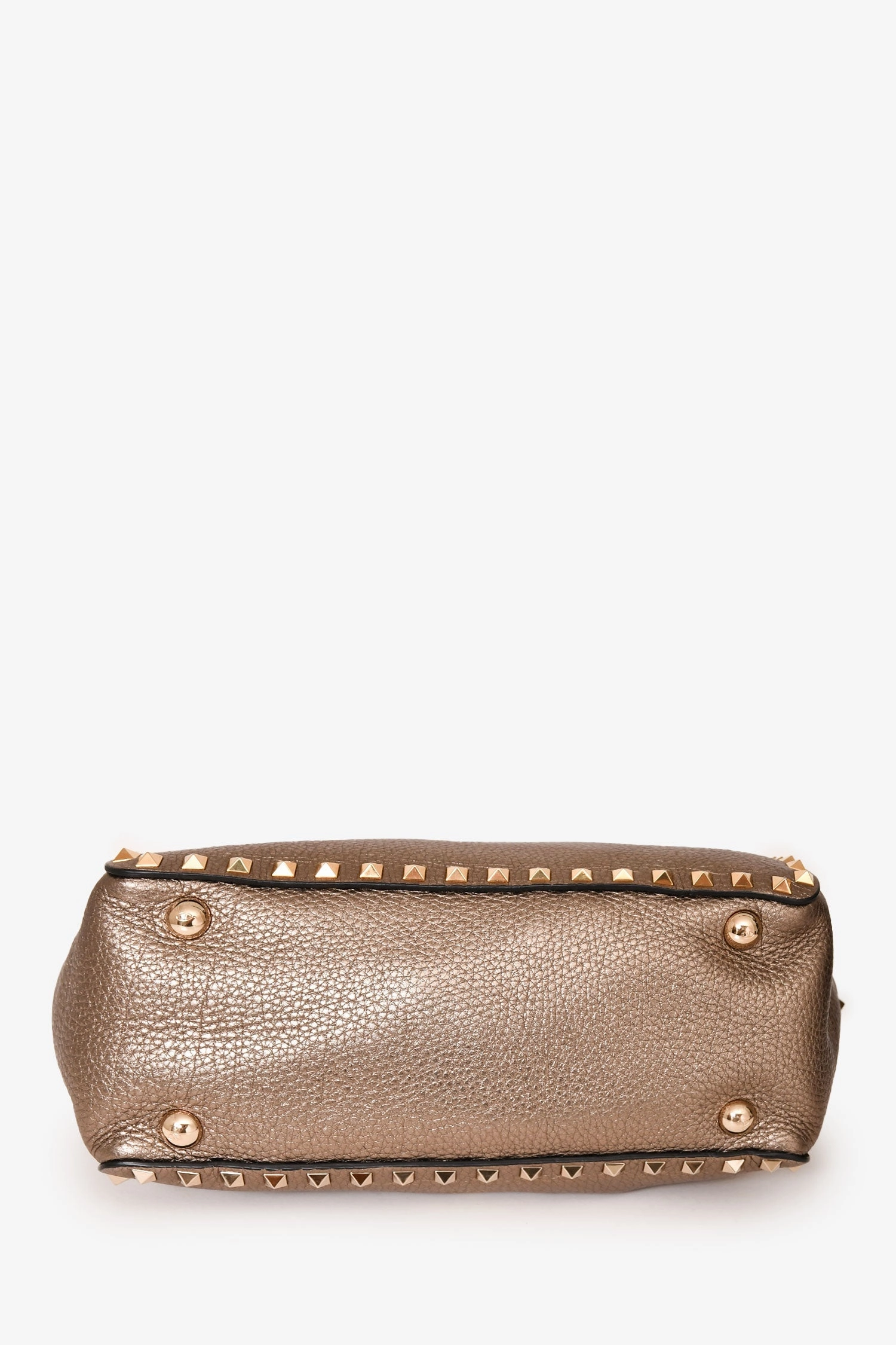 Valentino Bronze Leather Small Rockstud Trapeze Tote