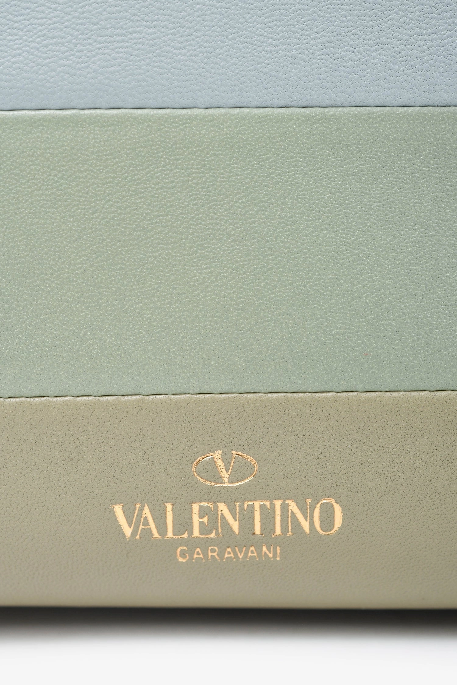 Valentino Green/ Light Blue Leather Striped Patch My Rockstud Top Handle Bag