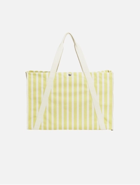 Vegan Beach Tote | Sand & Lime Green