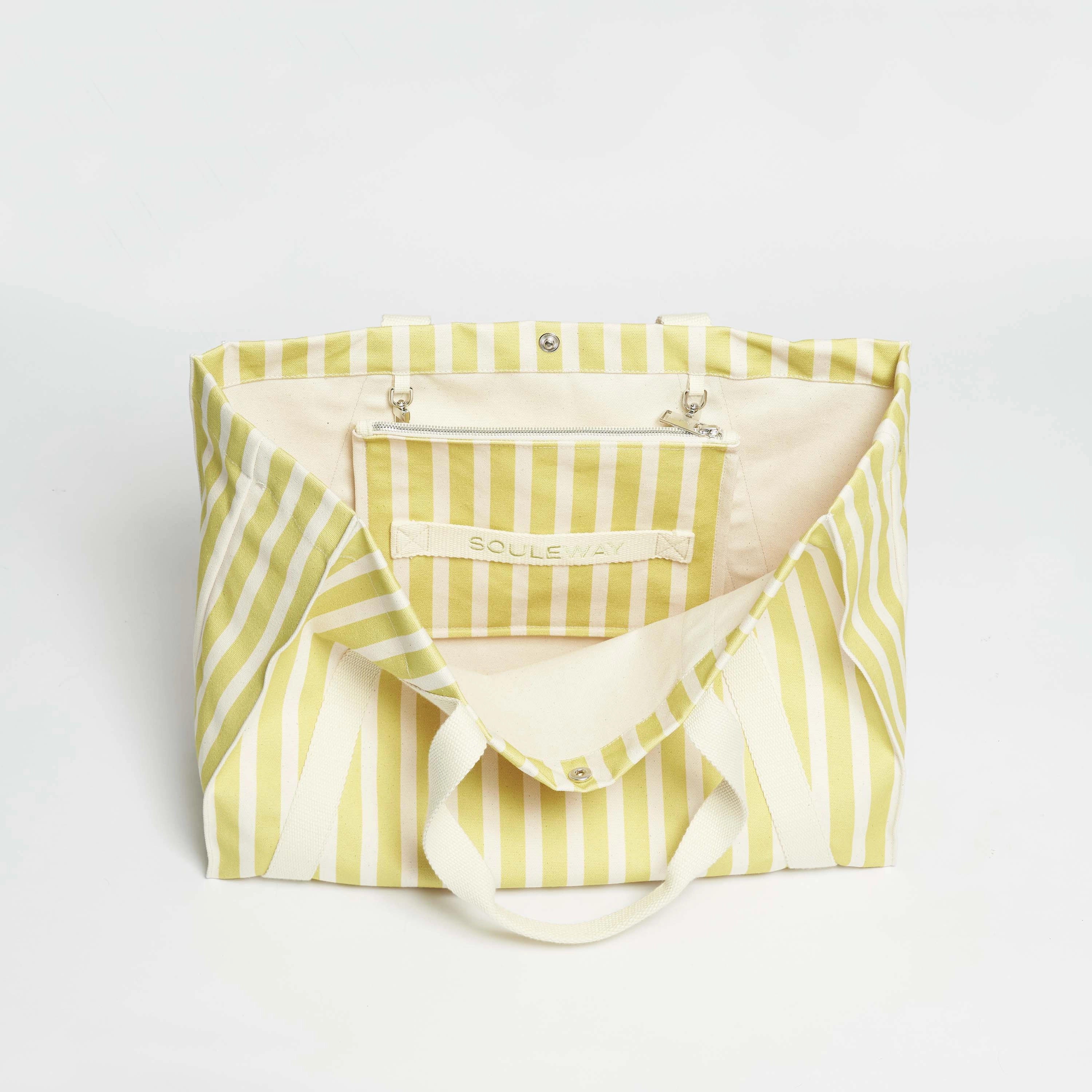 Vegan Beach Tote | Sand & Lime Green