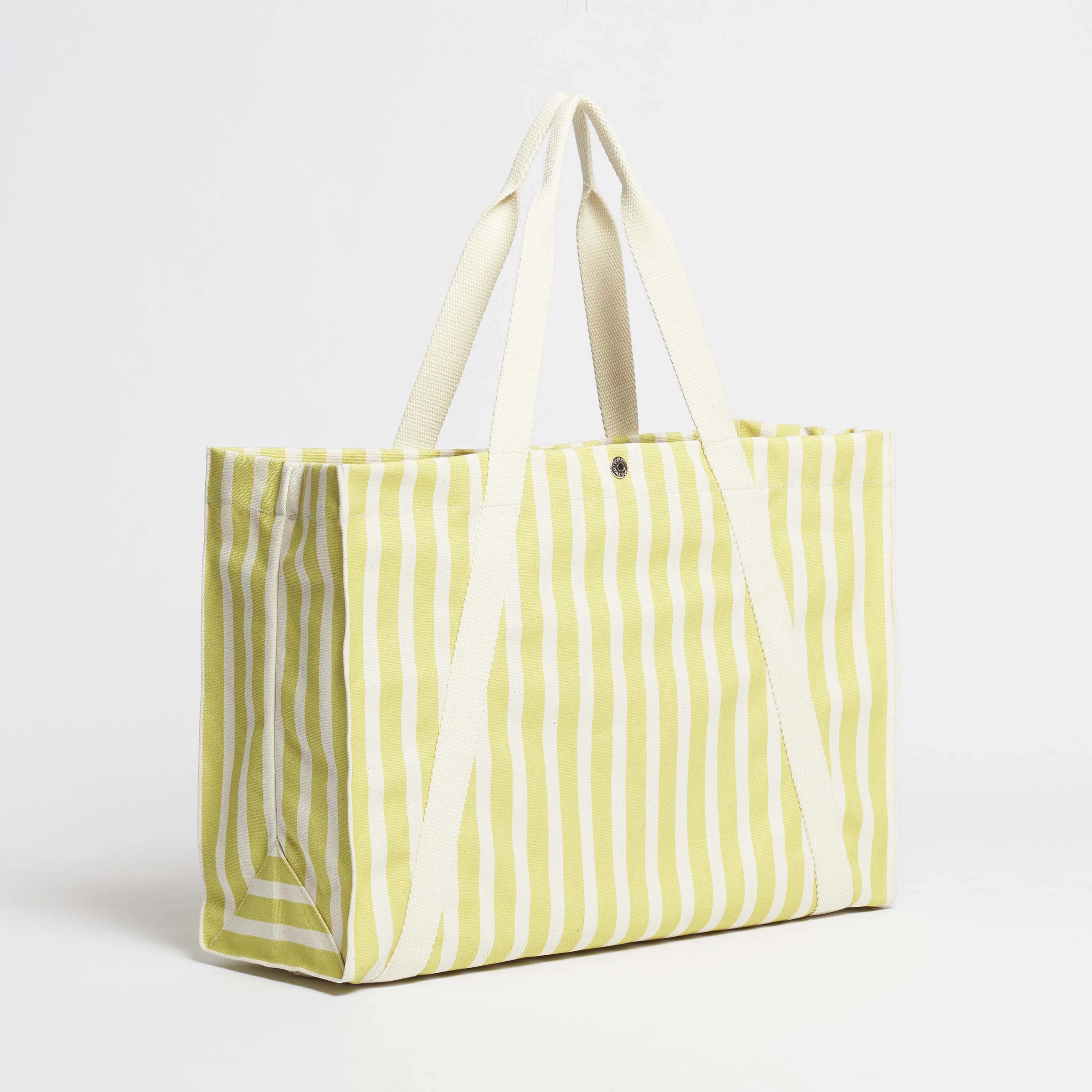 Vegan Beach Tote | Sand & Lime Green