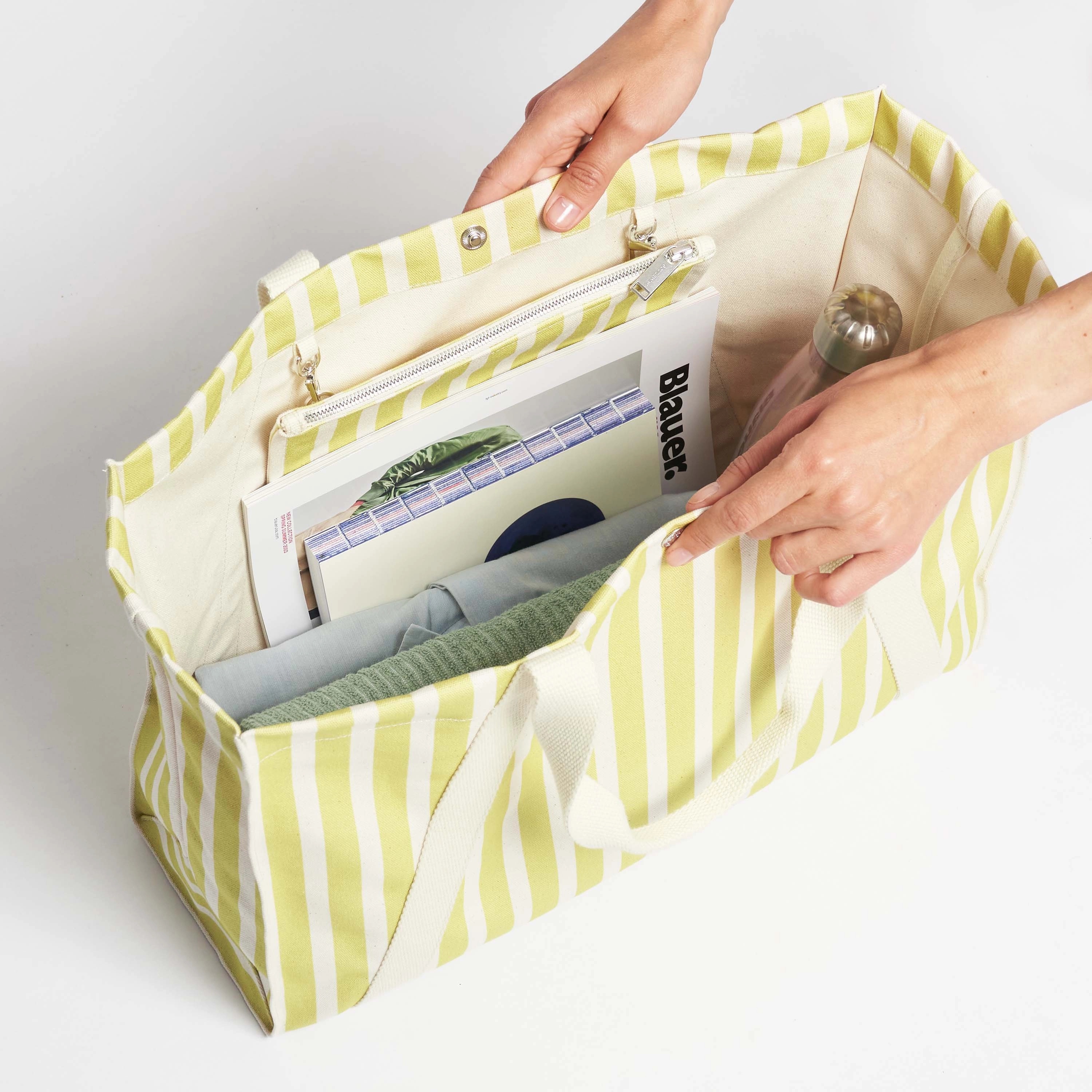 Vegan Beach Tote | Sand & Lime Green