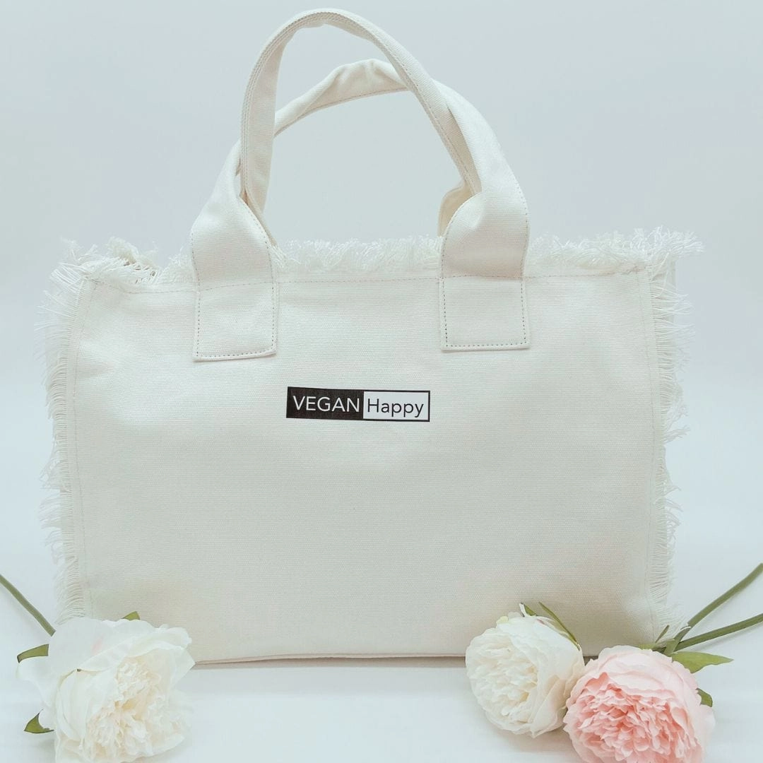 Vegan Happy Fringed Tote & Crossbody Bag | Subtle VH Logo