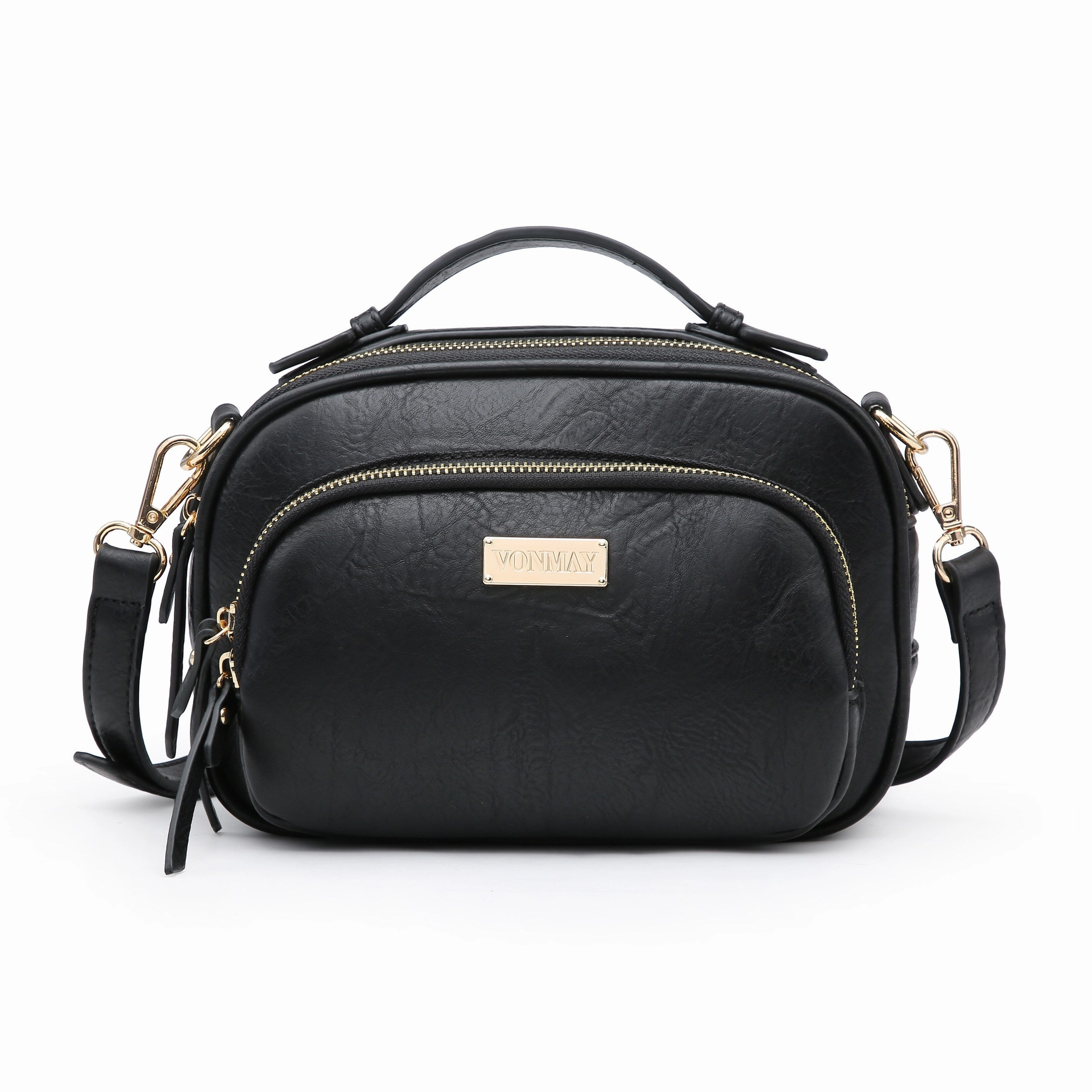 Vegan Leather Medium Crossbody Bag For Women Multi Pocket Quilted Purse