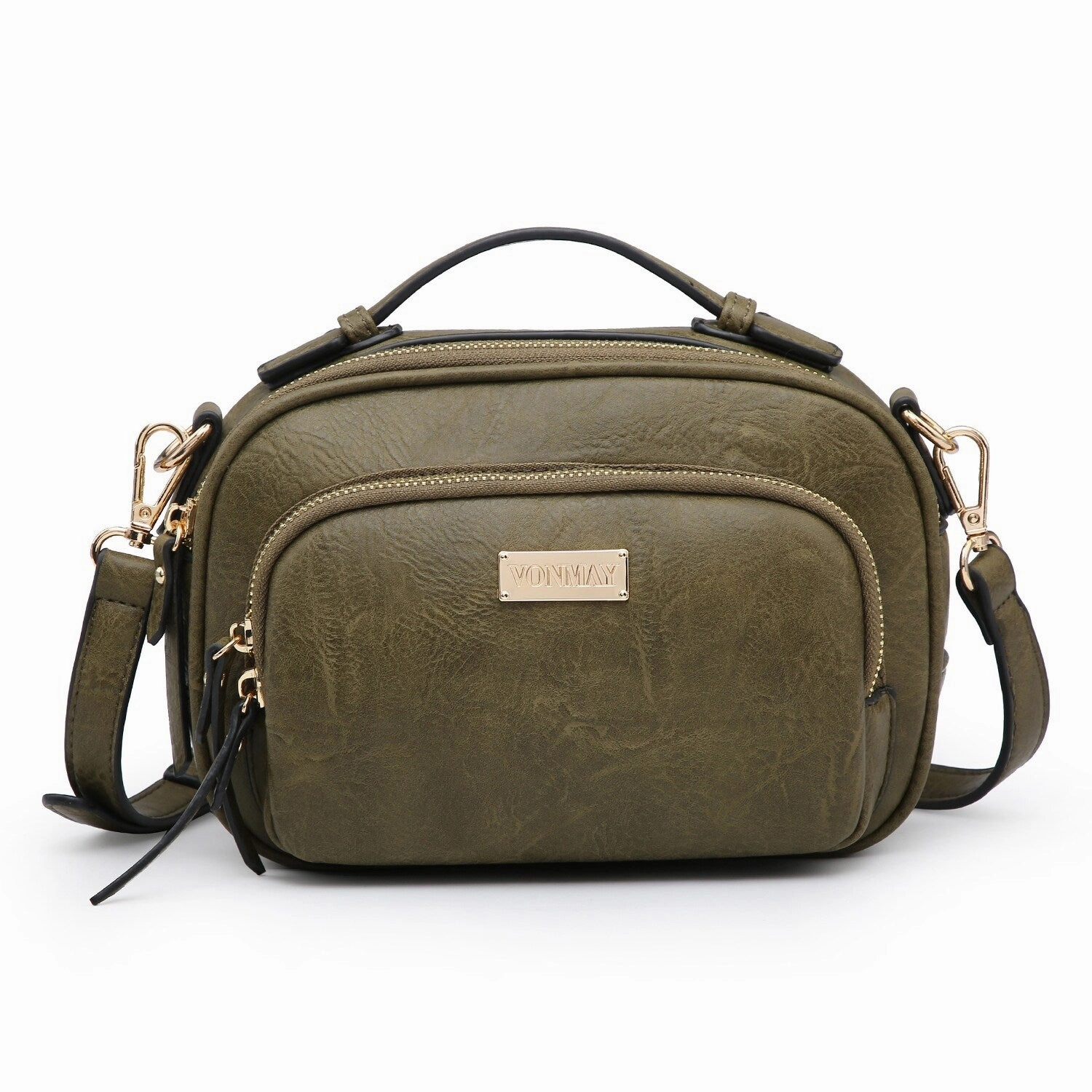 Vegan Leather Medium Crossbody Bag For Women Multi Pocket Quilted Purse