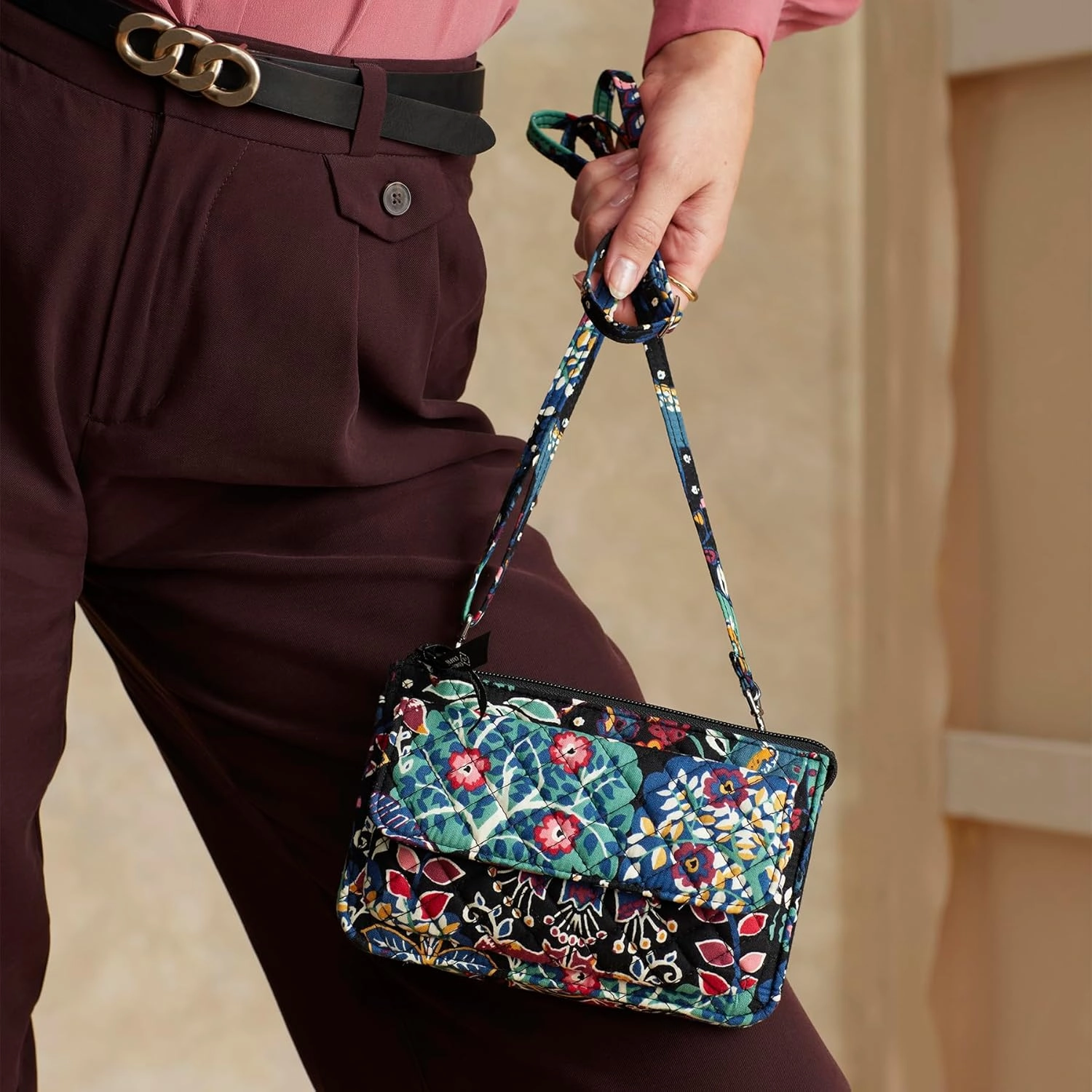 Vera Bradley Women's Cotton Wallet Crossbody Purse with RFID Protection, Enchantment, One Size