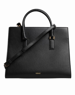 Versace Black Large Leather Top Handle Shoulder Crossbody Bag