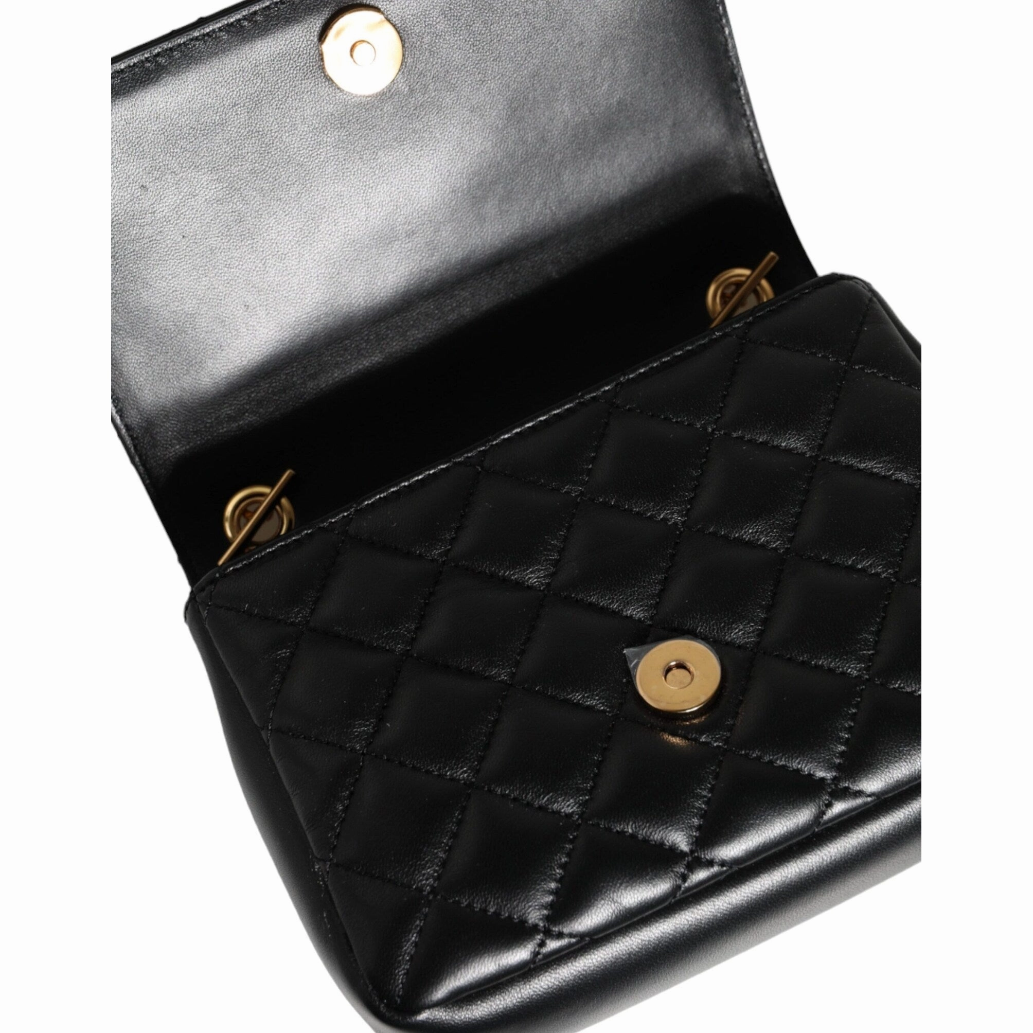 Versace Black Quilted Lambskin Leather Crossbody Shoulder Women's Bag