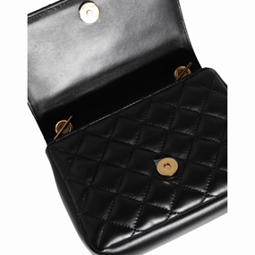Versace Black Quilted Lambskin Leather Crossbody Shoulder Women's Bag