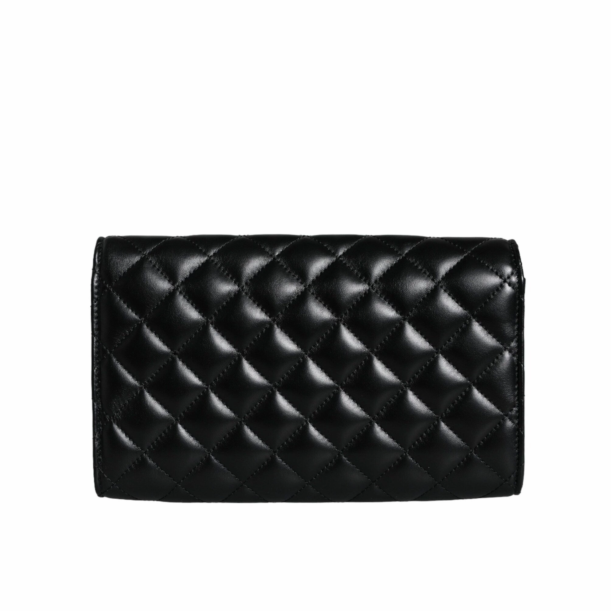 Versace Black Quilted Nappa Leather Crossbody Shoulder Women's Bag