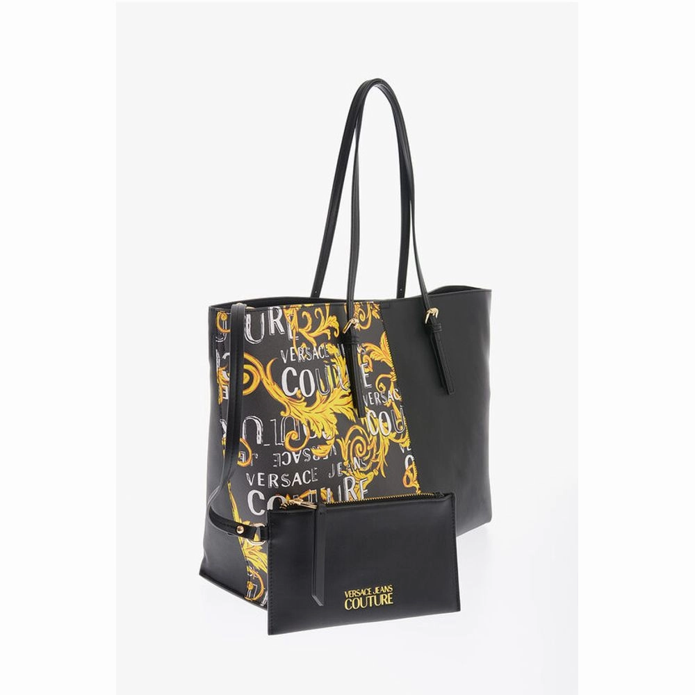 Versace JEANS COUTURE Baroque Printed Faux Leather ROCK CUT Tote Bag