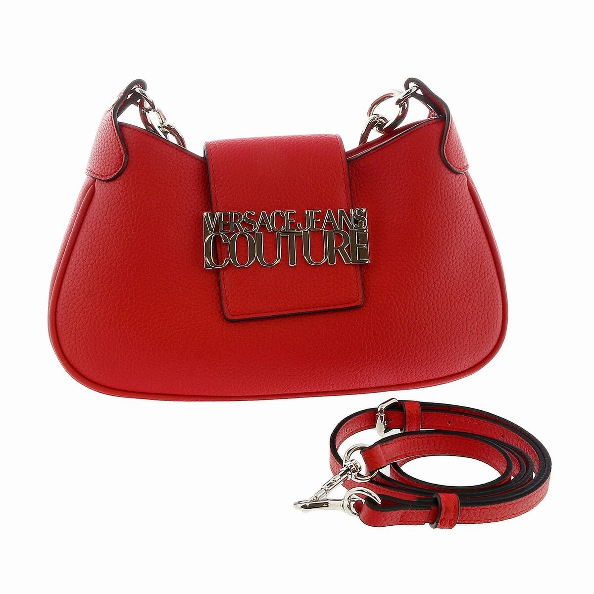 Versace Jeans Couture High Risk Red Half Moon Signature Closure Hobo Bag for womens