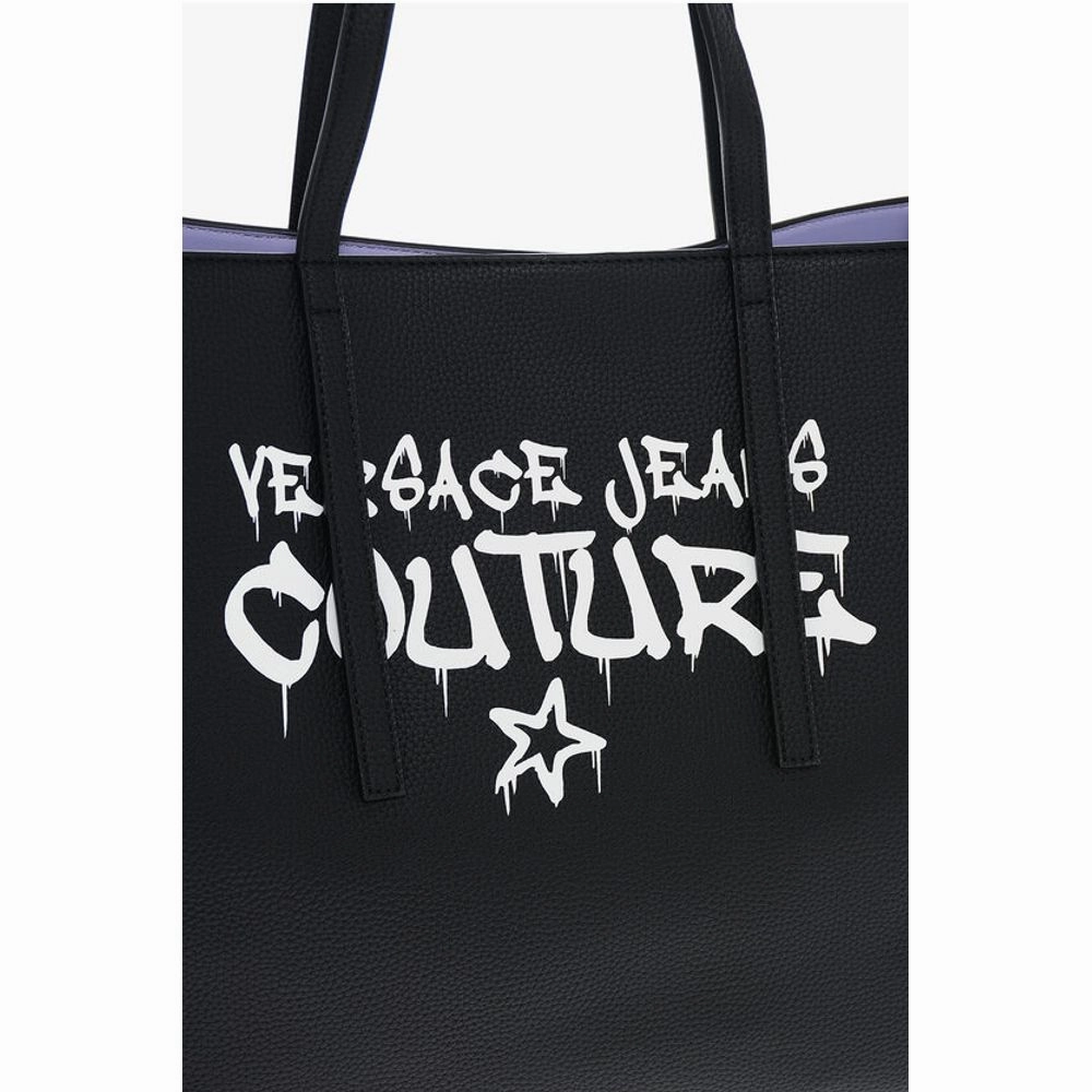 Versace JEANS COUTURE Textu Faux Leather Maxi Tote bag with Women's Clout