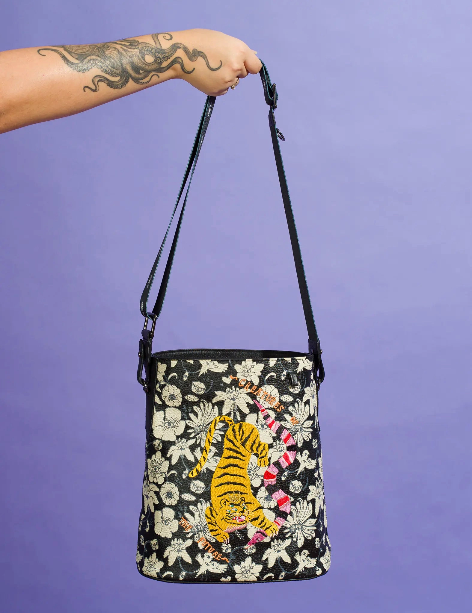 Vincent Black Leather Shoulder Bag - Tangle Tales Black Design