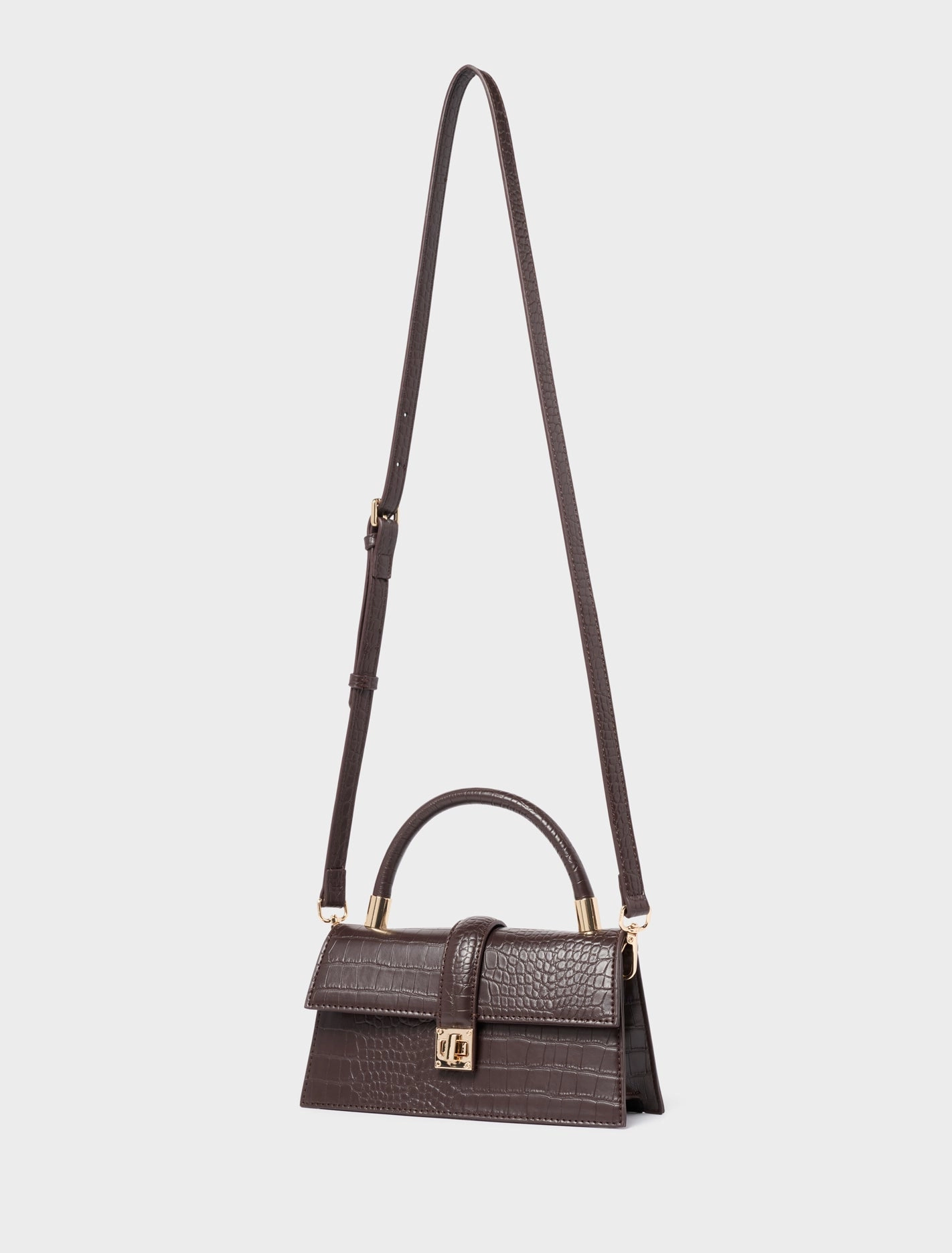 Violet Lock Detail Top Handle Bag