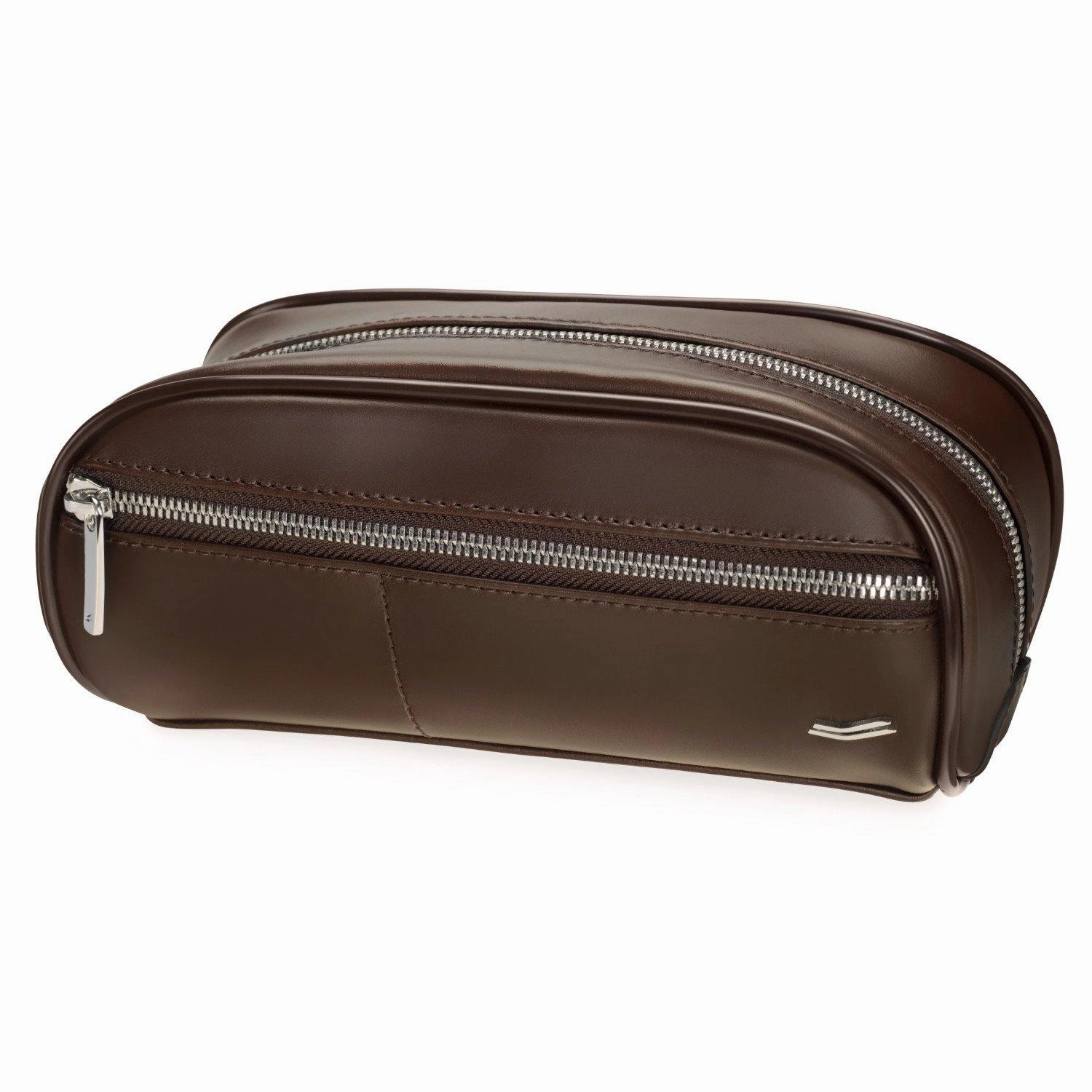 Vocier 2-Piece Travel Set Leather Briefcase & Dopp Kit