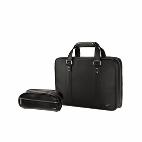 Vocier 2-Piece Travel Set Leather Briefcase & Dopp Kit