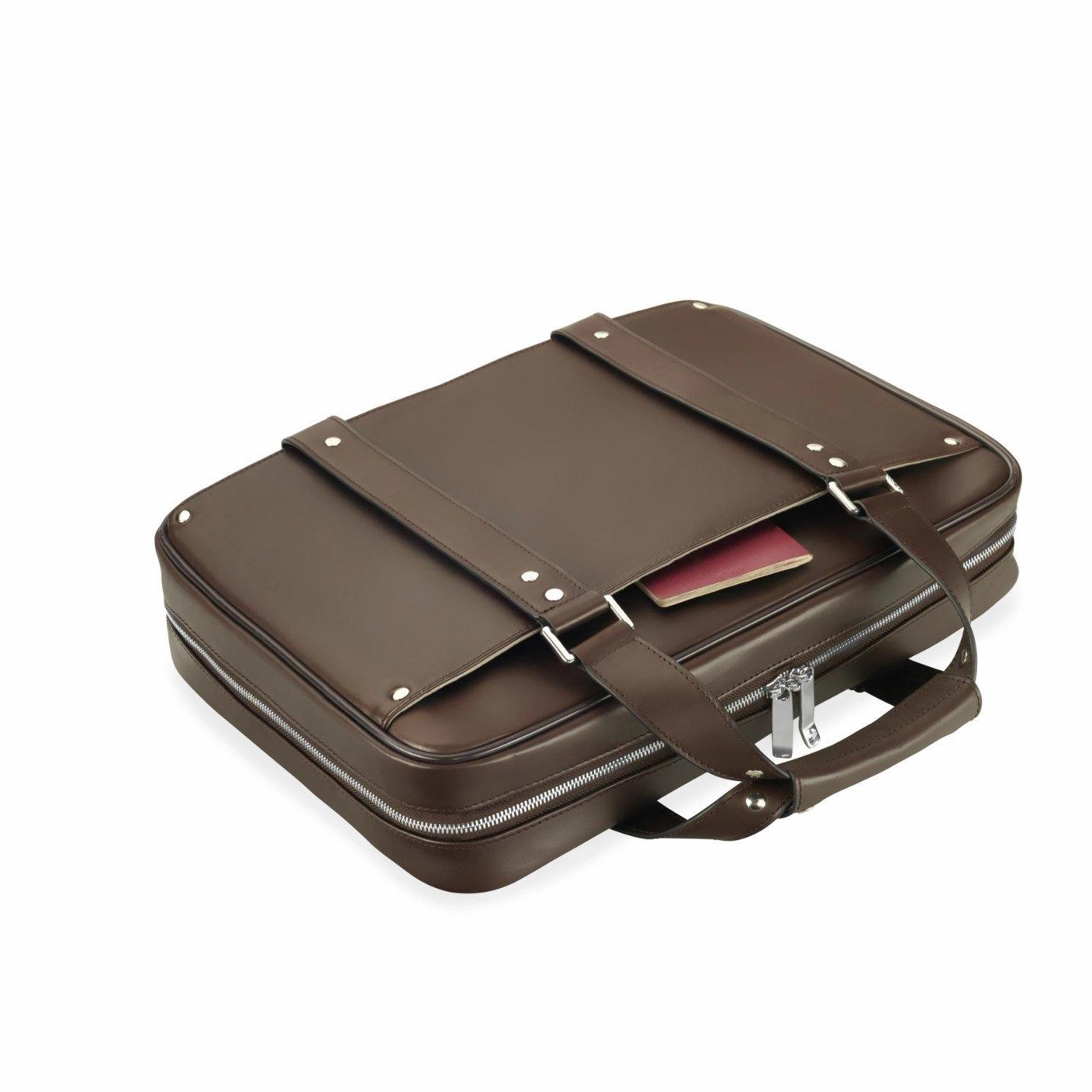 Vocier 3-Piece Travel Set Zero Crease System, Leather Briefcase & Dopp Kit