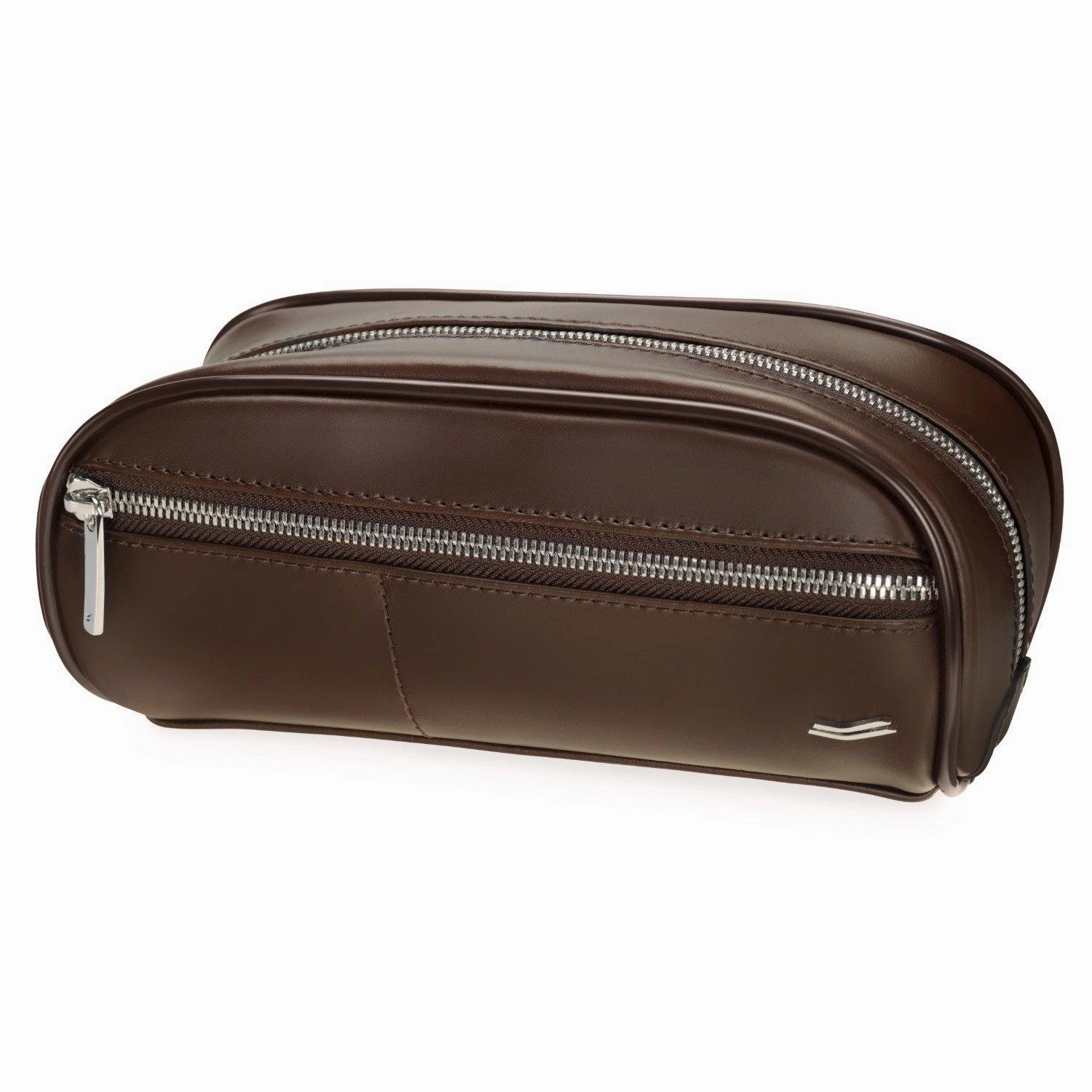 Vocier 3-Piece Travel Set Zero Crease System, Leather Briefcase & Dopp Kit