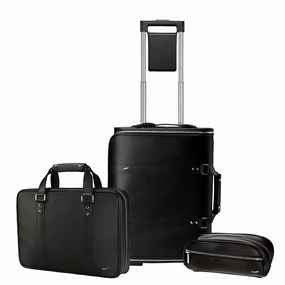 Vocier 3-Piece Travel Set Zero Crease System, Leather Briefcase & Dopp Kit
