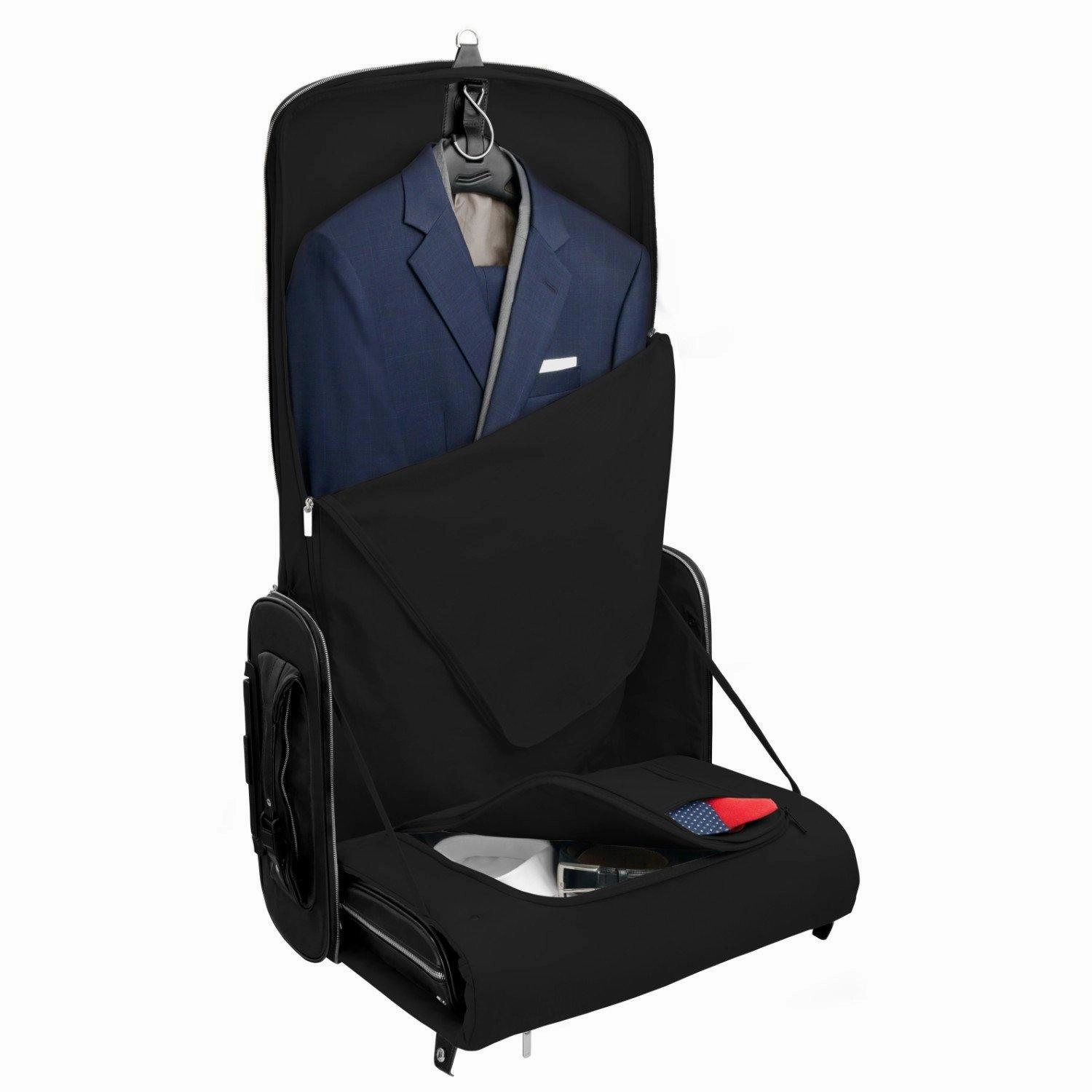 Vocier 3-Piece Travel Set Zero Crease System, Leather Briefcase & Dopp Kit