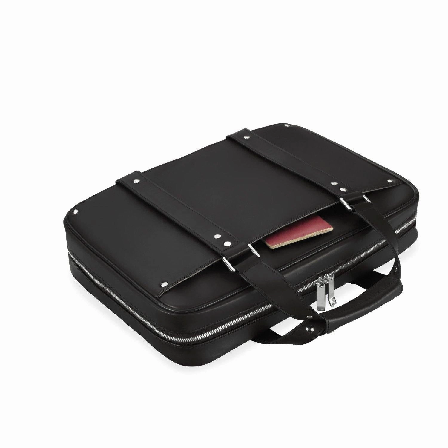 Vocier 3-Piece Travel Set Zero Crease System, Leather Briefcase & Dopp Kit