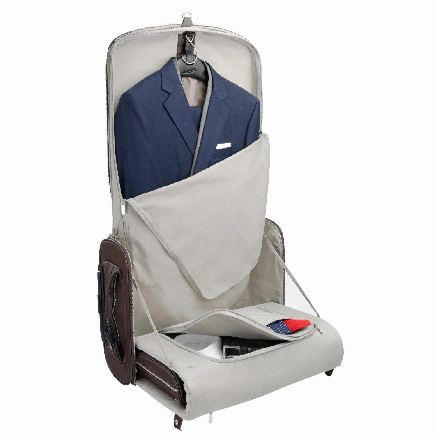 Vocier 3-Piece Travel Set Zero Crease System, Leather Travel Bag & Leather Briefcase