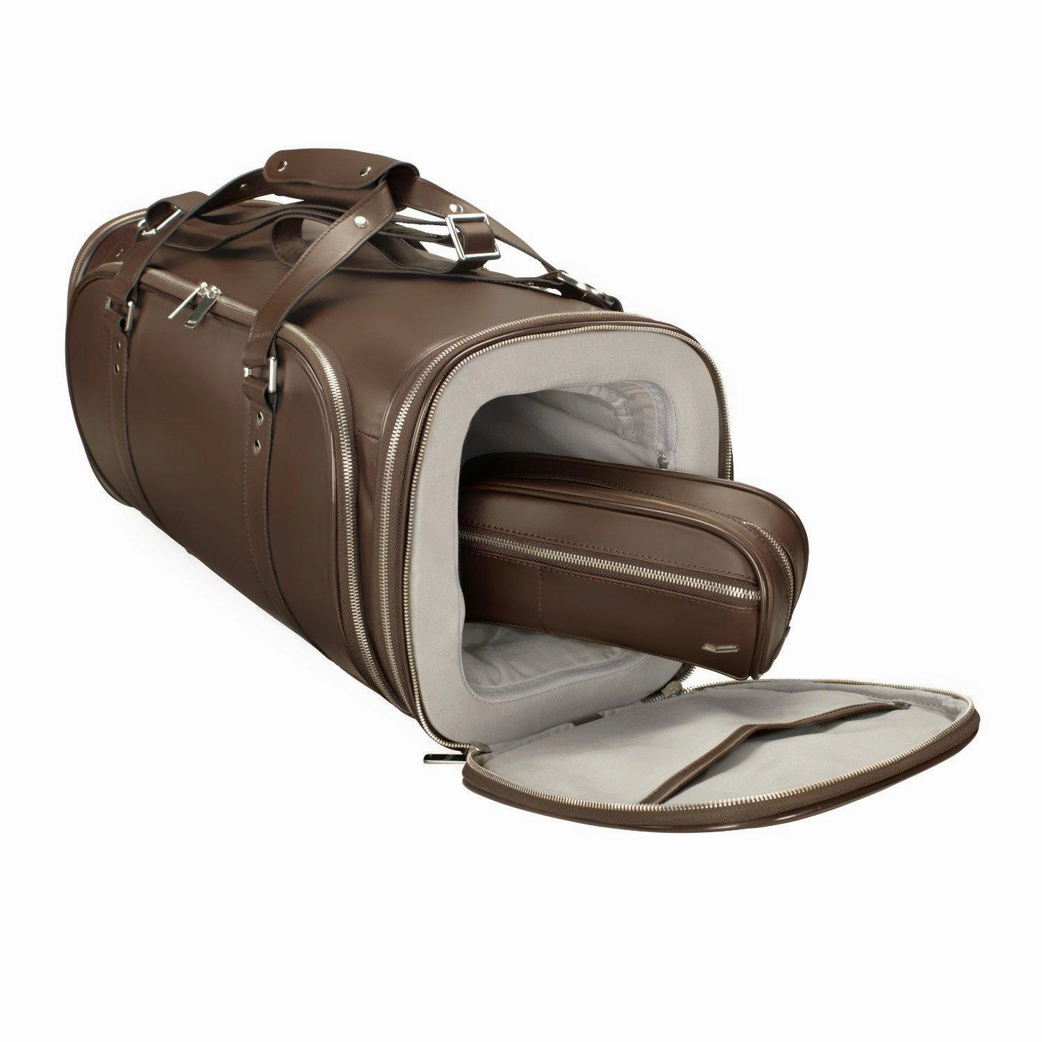 Vocier 3-Piece Travel Set Zero Crease System, Leather Travel Bag & Leather Briefcase